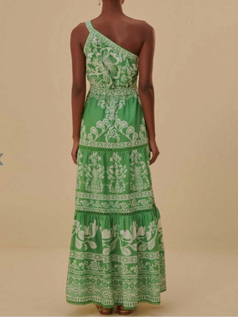 FARM Rio One-Shoulder Green and White Printed Maxi Dress - Picture 2 of 6